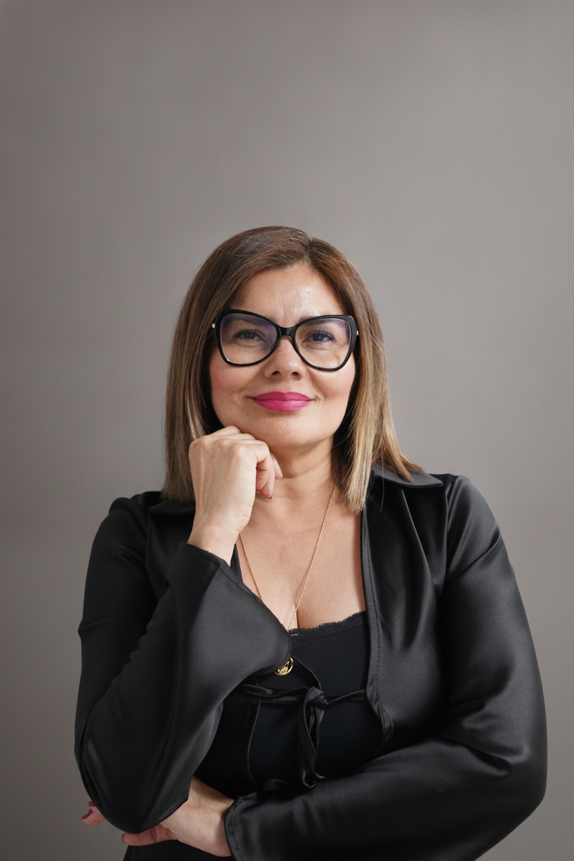 Retrato de Jenny Agudelo, especialista en cejas y micropigmentación